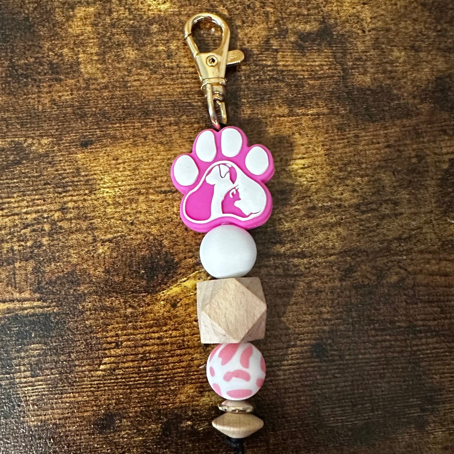 Pink Paw Print Keychain