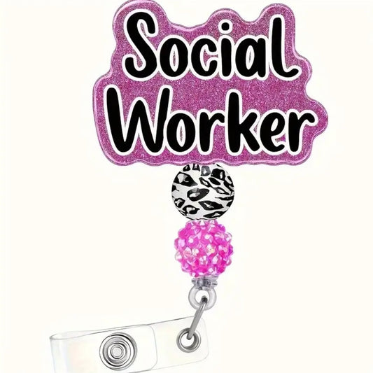 Social Worker Retractable Badge Reel Holder