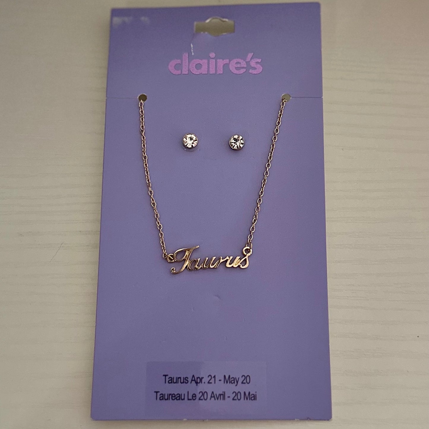Taurus Zodiac sign necklace & earring set (Gold & Silver is available)