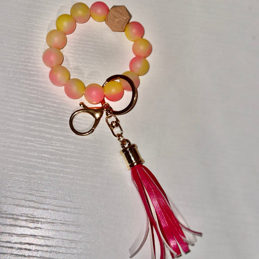 Pink & Yellow mixed Keychain Wristlet