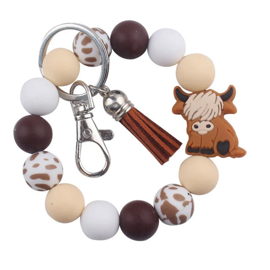 Brown Cow Wristlet Keychain