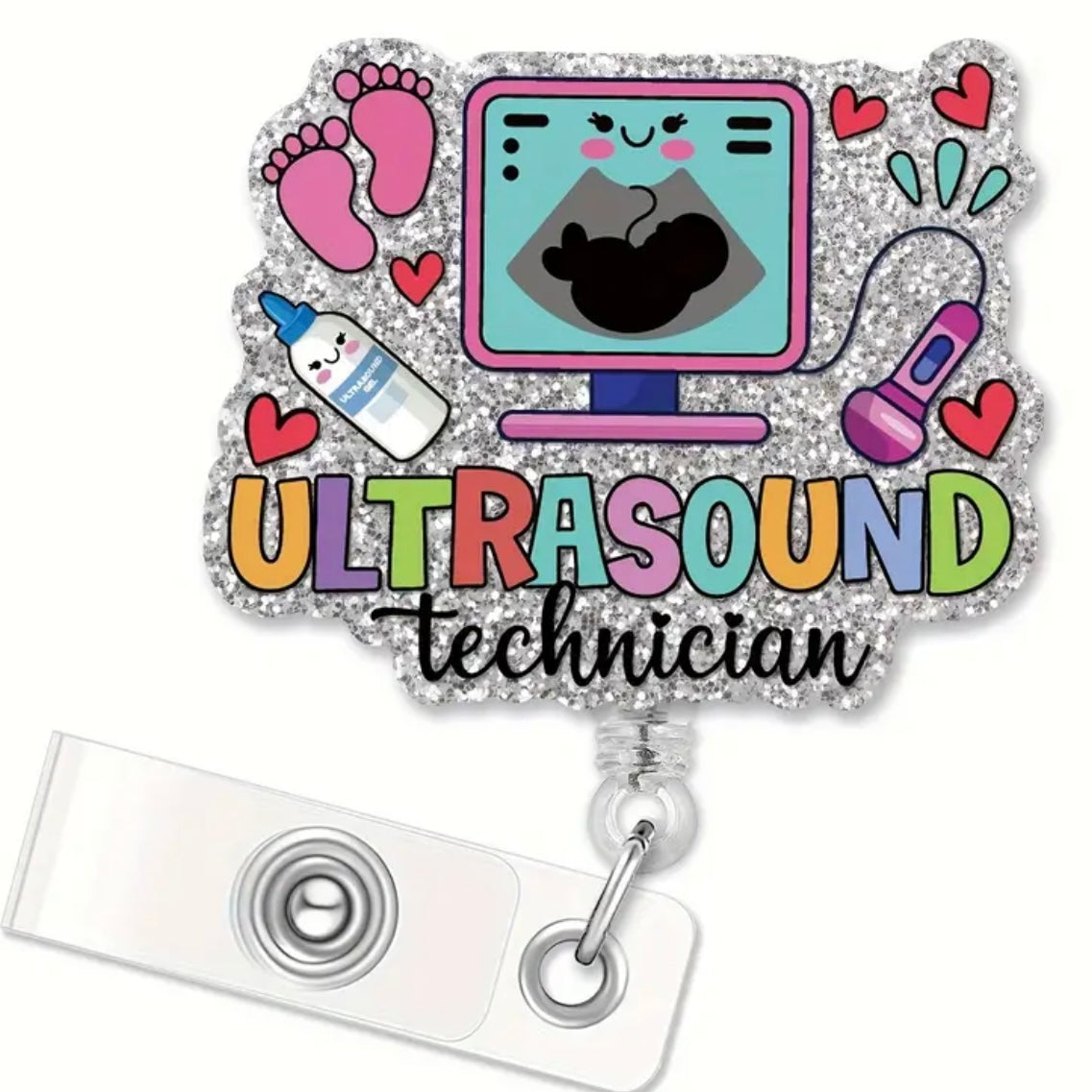 Ultrasound Technician, Retractable Badge Reel Holder