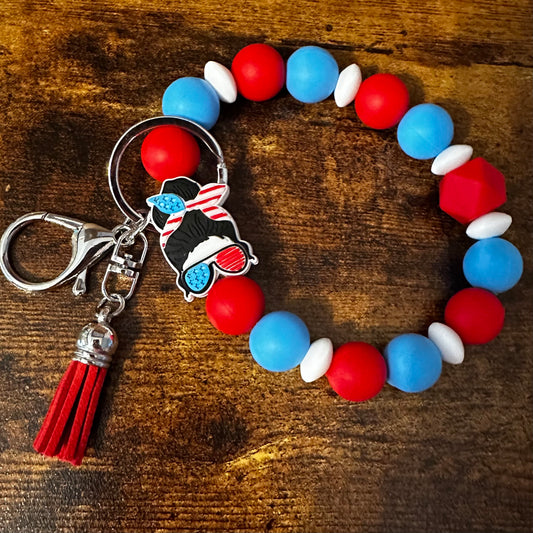 American Themed Wristlet Keychain