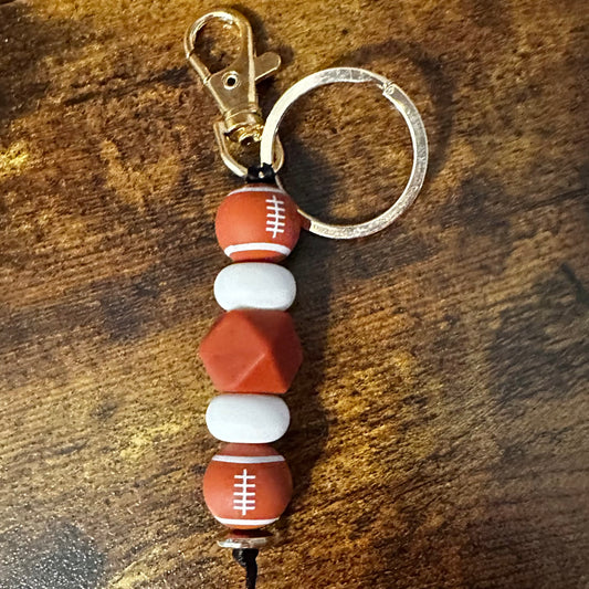 Football silicone beaded Keychain