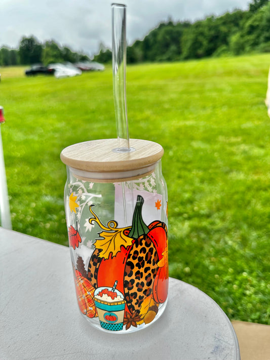 Fall Pumpkins with drink Cup