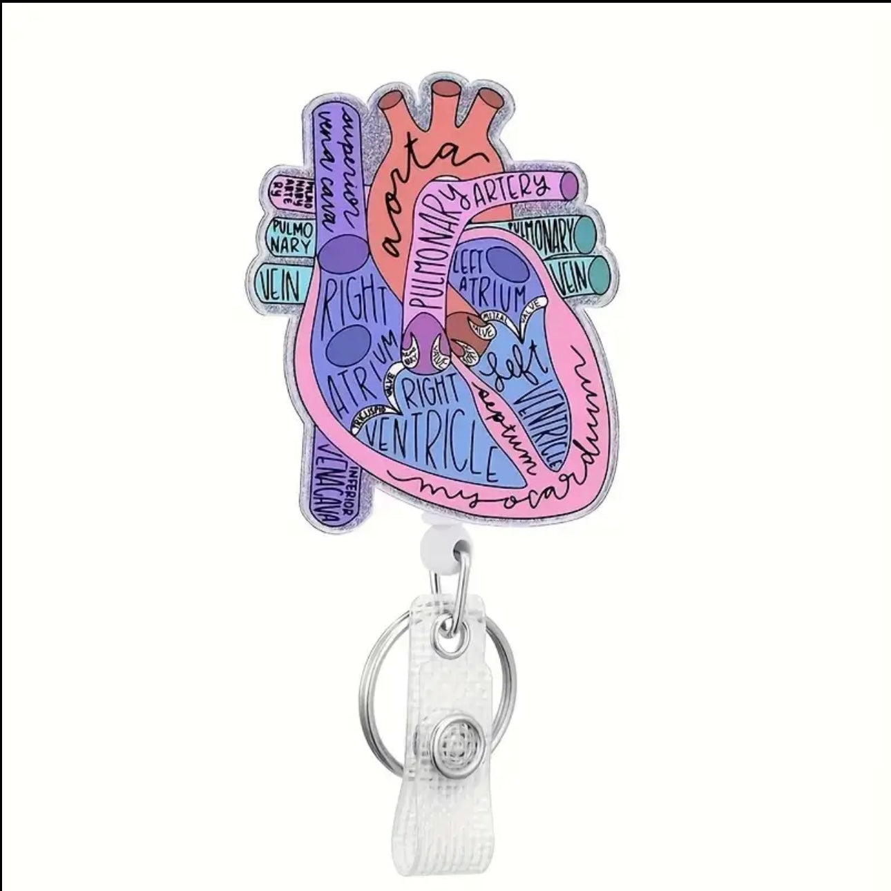 Heart (Labeled)Retractable Badge Reel Holder