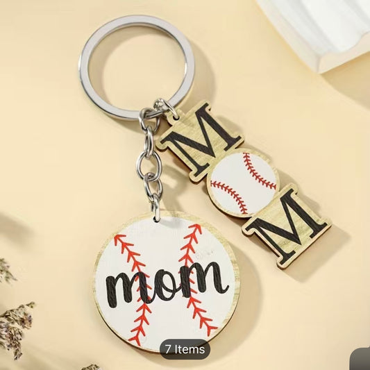 Mom, Baseball Mom Keychain