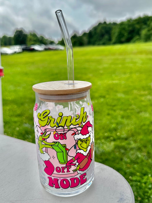 Grinch mode ON OFF Cup with reusable straw