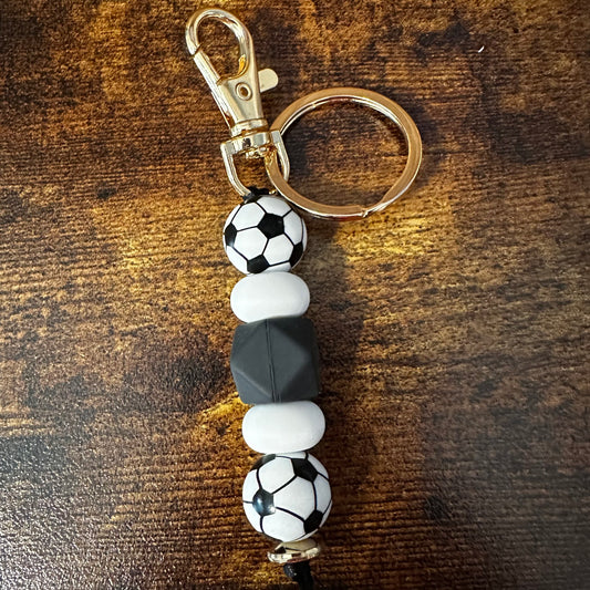 Soccer silicone beaded Keychain