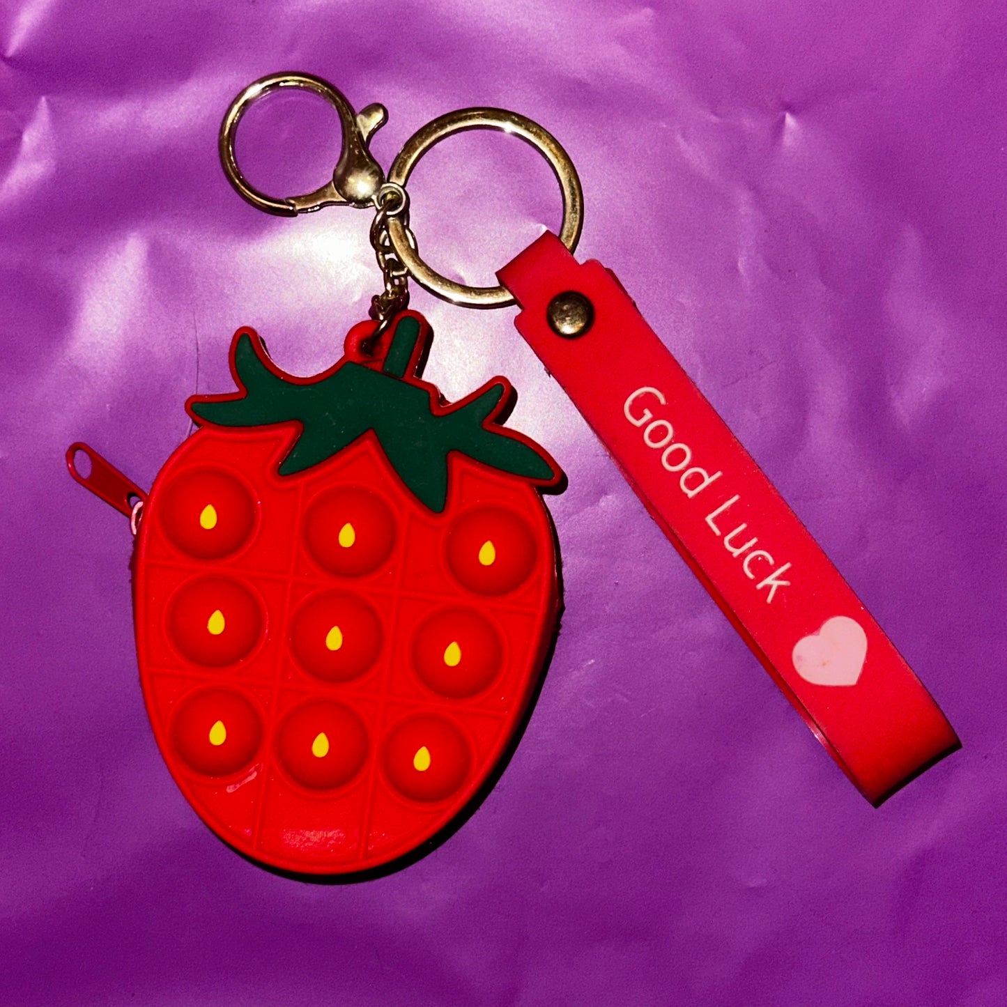 Strawberry Popit Purse Keychain