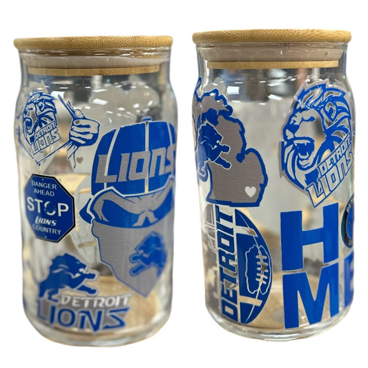 Detroit Lions cup with reusable straw