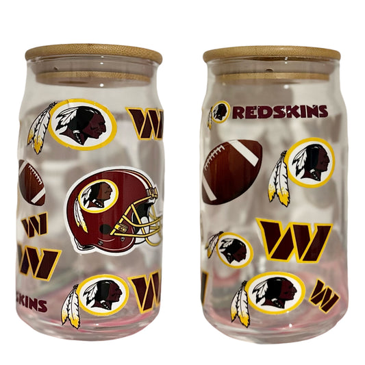 Washington Redskins cup with reusable straw