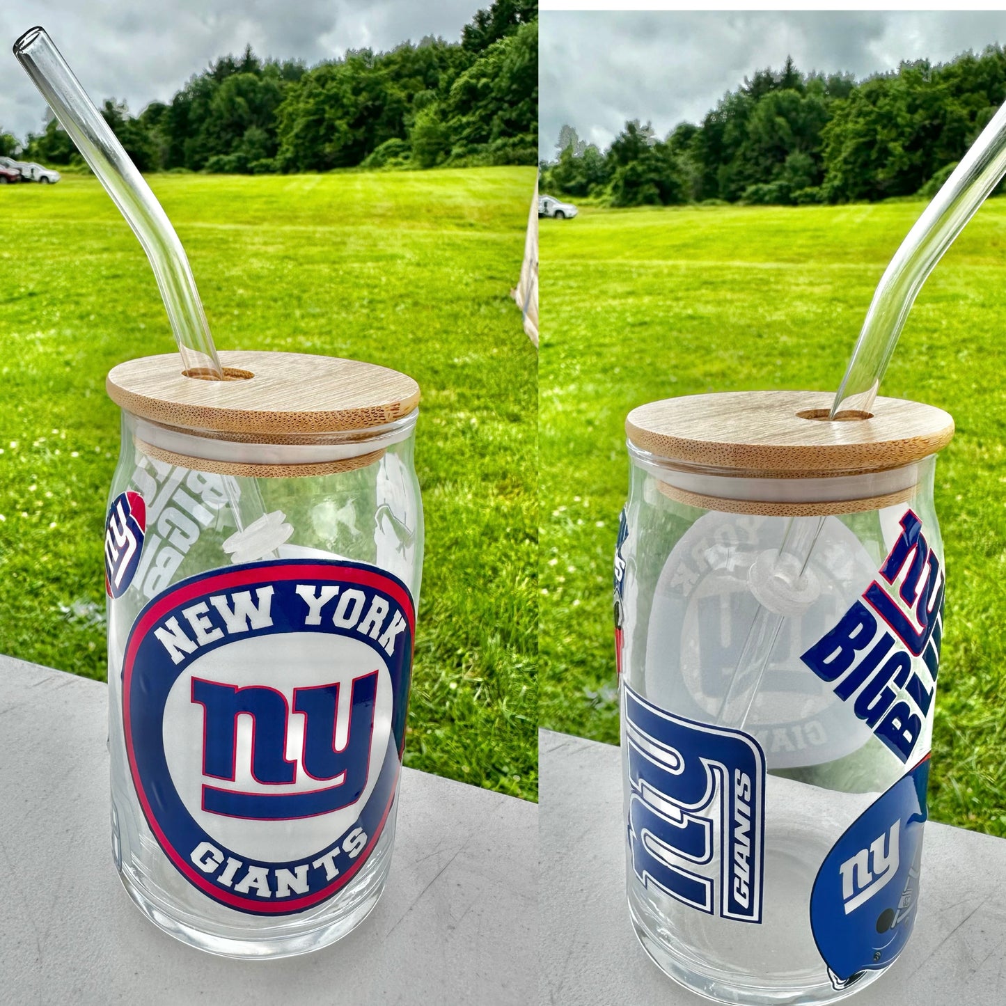 New York Giants cup with a Reusable Straw