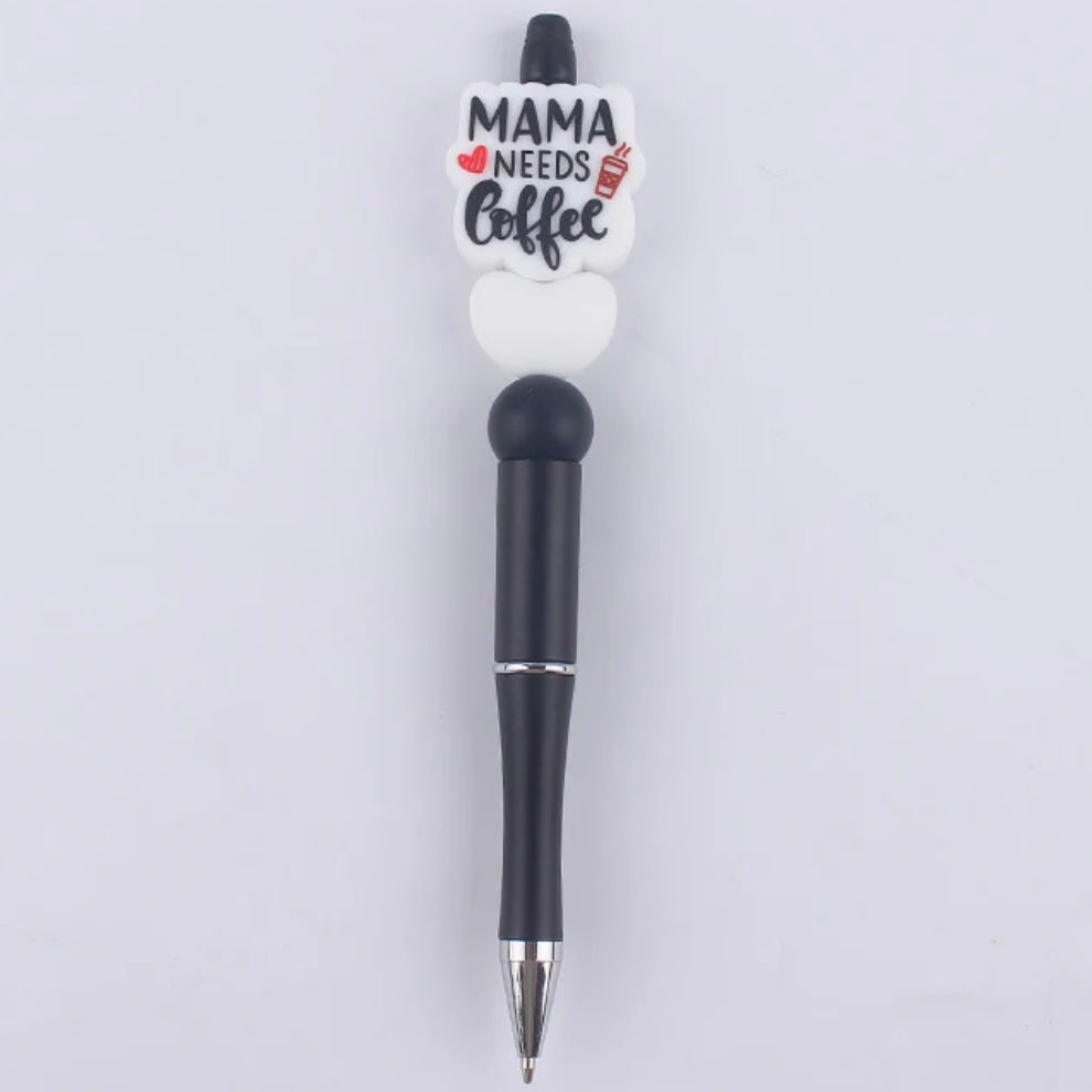 Mama Needs Coffee Silicone Beaded Pen