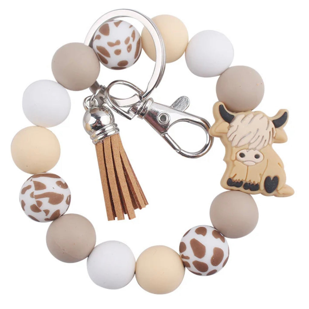 Tan Cow Wristlet Keychain